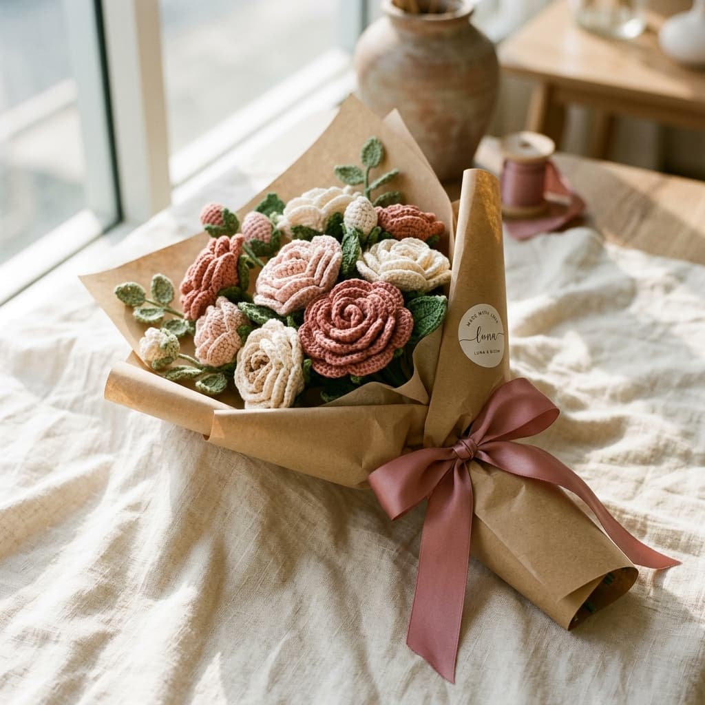Crochet Rose Bouquet